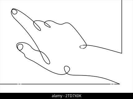 linea continua del dito puntato a mano Illustrazione Vettoriale