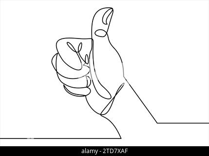 Thumbs up line-Continuous line drawing Illustrazione Vettoriale