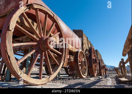 Il borace Harmony sono antichi resti di antichi sforzi minerari nella Death Valley, California. Foto Stock