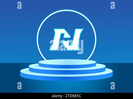 Simbolo con logo blu HN lettera. Logo Vector per le aziende. Illustrazione Vettoriale