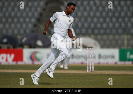 Bengalese test player left arm pace bowler Shariful Islam durante il primo test Bangladesh-nuova Zelanda giorno due prima sessione al Sylhet International Foto Stock