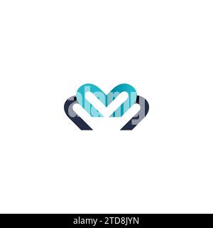 Logo MM semplice. Logo Letter M Love Illustrazione Vettoriale