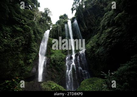 Sfondo di cascata nella foresta pluviale tropicale Foto Stock