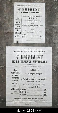 Parigi, Francia poster del prestito nazionale, Ministero delle Finanze, attività economica, registrazione, informazioni, prima guerra mondiale, prestito, Banca, finanze, poster, sforzi bellici, lavori bellici, Francia, Parigi, poster del prestito (Ministero delle Finanze), Parigi, 05/10/1918 - 05/10/1918, Léon, Auguste, fotografo, Autochrome, foto, vetro, Autochrome, foto, positivo, verticale, dimensioni 9 x 12 cm Foto Stock