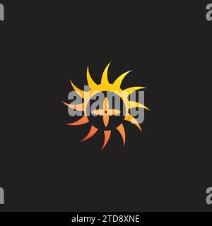 sun natural therapy plus simbolo logo vettore Illustrazione Vettoriale