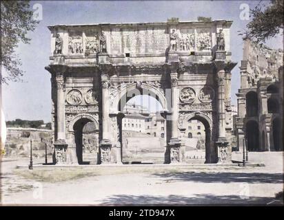 Roma, Italia Arco di Costantino, Habitat, architettura, Arte, vestige archeologico, arco, sala giochi, arco, antichità, decorazioni scolpite, Italia, Roma, Arco di Costantino, Roma, 01/08/1918 - 31/08/1918, Cuville, Fernand, 1918 - Italia - Fernand Cuville - (marzo-agosto), Autochrome, Photo, Glass, Autochrome, foto, positivo, orizzontale, dimensioni 9 x 12 cm Foto Stock
