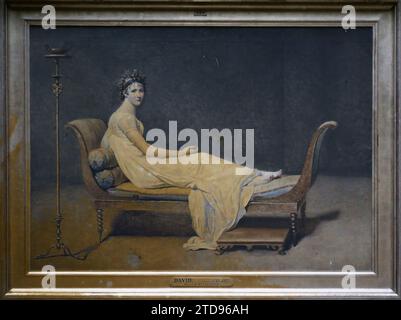 Parigi (i arr.), Francia Madame Récamier, Jacques-Louis David, musée du Louvre, esseri umani, arte, Museo, Ritratto, Pittura, Francia, Paris, Musée du Louvre, Mme Récamier (David), Louvre, 28/06/1920 - 28/06/1920, Léon, Auguste, fotografo, Autochrome, foto, vetro, Autochrome, foto, positivo, orizzontale, dimensioni 9 x 12 cm Foto Stock