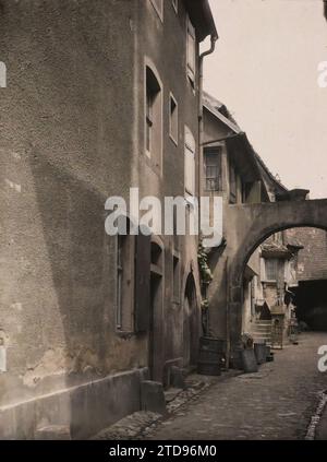 Obernai, Francia, Habitat, architettura, vita quotidiana, abitazione, oggetto domestico, via, Distretto, Arco, Arcade /arceau, Francia, Obernai, Kaufmanns Gaesschen, Obernai, 17/07/1920 - 17/07/1920, Léon, Auguste, fotografo, 1920 - Alsazia - Auguste Léon (juillet), Autochrome, Photo, Glass, Autochrome, foto, positiva Foto Stock