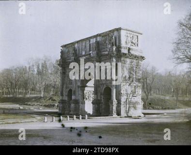 Roma, Italia Arco di Costantino, Habitat, architettura, Arte, vestige archeologico, arco, sala giochi, arco, antichità, decorazioni scolpite, Italia, Roma, Arco di Costantino, Roma, 01/08/1918 - 31/08/1918, Cuville, Fernand, 1918 - Italia - Fernand Cuville - (marzo-agosto), Autochrome, Photo, Glass, Autochrome, foto, positivo, orizzontale, dimensioni 9 x 12 cm Foto Stock