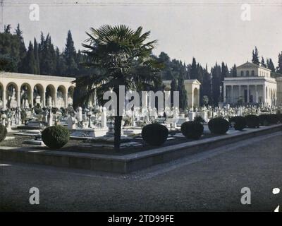 Roma, Italia Cimitero di campo Verano a San Lorenzo, tomba, Cimitero, palme, palmeto, Arch, Arcade, Arch, Italia, Roma, cimitero S .n Lorenzo, Roma, 16/03/1921 - 16/03/1921, Léon, Auguste, fotografo, 1921 Cap Martin, Italia, Cap Martin - Auguste Léon (febbraio-aprile), Autochrome, foto, vetro, Autochrome, foto, positivo, orizzontale, dimensioni 9 x 12 cm Foto Stock