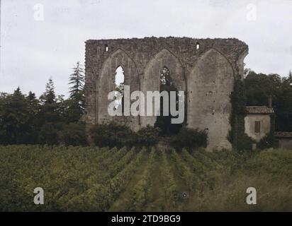 Saint-Émilion, Francia, attività economica, Habitat, architettura, arte, Chiesa, Agricoltura, bestiame, resti archeologici, monastero, campo, Medioevo, vite, architettura religiosa, Saint Emilion, la grande Muraglia, Saint-Emilion, 17/06/1920 - 18/06/1920, Cuville, Fernand, 1920-1921 - Charente, Gironde, basse-Pyrénées, Hautes Pyrénées - Fernand Cuville, Autochrome, Photo, Glass, Autochrome, foto, positiva Foto Stock