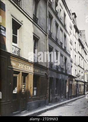 Parigi (III arr.), Francia Rue du Forez, registrazione, informazioni, alloggi, architettura, attività economica, segno, registrazione commerciale, via, Distretto, ristoranti, hotel, Francia, Parigi, Rue du Forez, arrondissement III, 25/07/1923 - 25/07/1923, Léon, Auguste, fotografo, Autochrome, foto, vetro, Autochrome, foto, positivo, verticale, dimensioni 9 x 12 cm Foto Stock