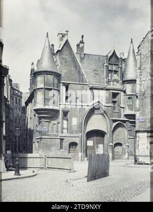 Parigi (IV arr.), Francia l'Hôtel de Sens rue du Figuier, Arte, Biblioteca, Torre, Mansion, Medioevo, Barriera, palisade, Francia, Parigi, facciata del Hôtel de Sens, Hôtel de Sens, Bibliothèque Forney, 27/07/1923 - 27/07/1923, Léon, Auguste, fotografo, Autochrome, foto, vetro, Autochrome, foto, positivo, verticale, dimensioni 9 x 12 cm Foto Stock