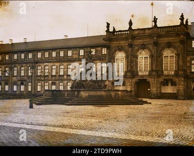 Bayreuth, Baviera, Germania, personalità, Arte, habitat, architettura, Statua, personalità della nobiltà, scultura, installazione idraulica, Fontana, Rinascimento, Palazzo, Castello, Baviera, Bayreuth, Bayreuth, 01/01/1912 - 31/12/1912, Léon, Auguste, fotografo, 1912 - Allemagne - Auguste Léon, Autochrome, foto, vetro, Autochrome, foto, positiva Foto Stock