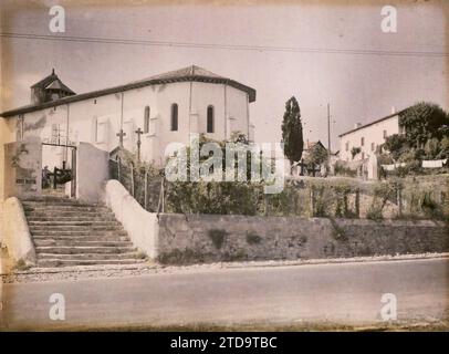 Bidart, Francia, religione, Habitat, architettura, arte, Chiesa, Cimitero, cristianesimo, architettura funeraria, Rinascimento, architettura religiosa, Francia, Bidart, la Chiesa di Bidart (abside), Bidart, 31/07/1924 - 31/07/1924, Léon, Auguste, fotografo, 1924 - Aquitaine - Auguste Léon, Autochrome, foto, vetro, Autochrome, foto, positiva Foto Stock