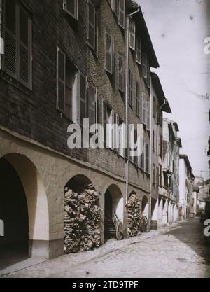 Bayonne, Francia, Habitat, architettura, carrello, abitazione, strada asfaltata, strada, quartiere, Arco, Arcade/Arceau, Francia, Bayonne, la rue des coopliers, Bayonne, 01/08/1924 - 31/08/1924, Léon, Auguste, fotografo, 1924 - Aquitaine - Auguste Léon, Autochrome, foto, vetro, Autochrome, foto, positiva Foto Stock