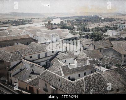 Cordoba, Spagna, natura, ambiente, Habitat, architettura, fiume, tetto, Idrografia, Panorama dell'area urbana, Spagna, Cordoba, vecchio mulino arabo sul Guadalquivir, Cordoue, 19/06/1914 - 22/06/1914, Léon, Auguste, fotografo, 1914 - Espagne, Spagna, Europa - Auguste Léon - (15 luglio-4 luglio), Autochrome, Photo, Glass, Autochrome, foto, positiva Foto Stock