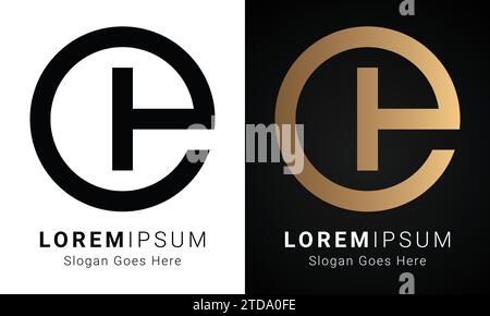 Design del logo con lettera di testo monogramma CP o PC iniziale di lusso Illustrazione Vettoriale