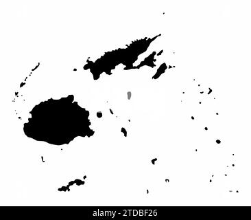 Sagoma della mappa Fiji isolata su sfondo bianco Illustrazione Vettoriale