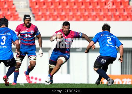 Higashi Osaka Giappone. 17 dicembre 2023. Patrick Tafa (Liners), 17 DICEMBRE 2023 - Rugby : Japan Rugby League One 2023-24 partita tra Hanazono Kintetsu Liners 0-49 Saitama Panasonic Wild Knights all'Hanazono Rugby Stadium di Higashi Osaka Giappone. Credito: SportsPressJP/AFLO/Alamy Live News Foto Stock