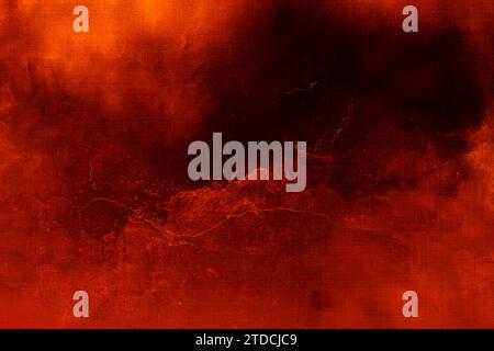 Pittura a olio con texture astratte su tela di colore arancione, nero e giallo, sfondo. Immagine di sfondo artistica. Pittura astratta su tela. Contemp Foto Stock