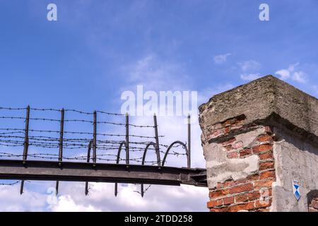 Resti del cancello principale che conduce alla prigione di Pawiak, la più grande prigione tedesca nella capitale polacca durante la seconda guerra mondiale - Varsavia, Polonia. Foto Stock