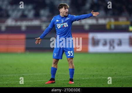 Tommaso Baldanzi dell'Empoli FC gestisce durante la partita di serie A tra Torino FC e Empoli FC allo Stadio Olimpico il 16 dicembre 2023 a Torino. Foto Stock