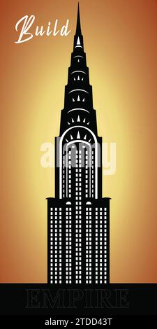 Poster dell'Empire State Building poster illustrazione motivazionale a parete Foto Stock