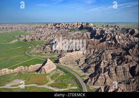 Vista aerea del Badlands National Park, South Dakota. Foto Stock