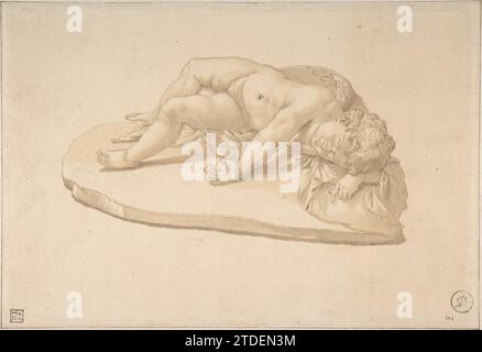 Copia dopo una scultura dell'Eros addormentato basata su un modello antico (dal "Museo della carta" di Cassiano dal Pozzo) 1945 di Giovanni Angelo Canini Foto Stock