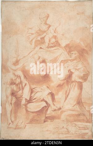 La Vergine col bambino appare a Sant'Antonio da Padova e un Eremita 1973 di Giovanni Angelo Canini Foto Stock