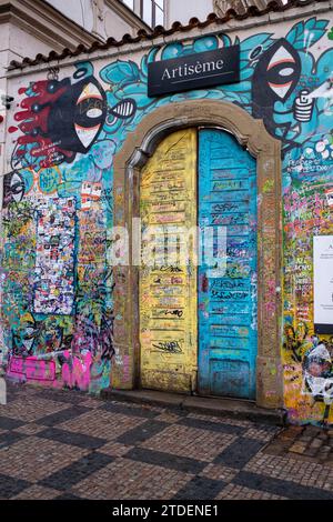 John Lennon Wall Praga Foto Stock