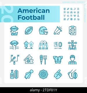 Icone del football americano azzurro Illustrazione Vettoriale