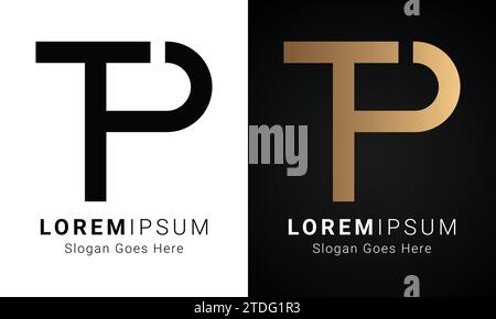 Design con logo lettera di testo monogramma TP o PT iniziale Luxury Illustrazione Vettoriale