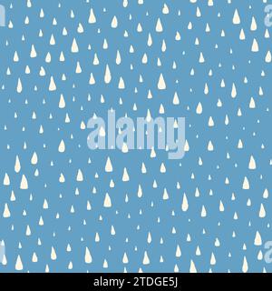 Motivo senza cuciture con gocce di pioggia dipinte a mano. Elemento grafico per poster, cancelleria, tessuto, album, carta doccia per bambini, invito al matrimonio. Illustrazione Vettoriale