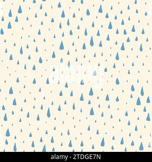 Motivo senza cuciture con gocce di pioggia dipinte a mano. Elemento grafico per poster, cancelleria, tessuto, album, carta doccia per bambini, invito al matrimonio. Illustrazione Vettoriale