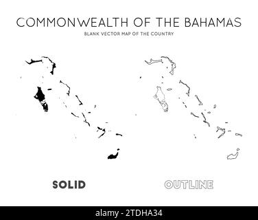 Mappa delle Bahamas. Mappa vettoriale vuota del Paese. Borders of Bahamas per la tua infografica. Illustrazione vettoriale. Illustrazione Vettoriale
