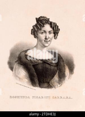 1827 ca, ITALIA : il celebre cantante soprano e contralto italiano BENEDETTA ROSMUNDA PISARONI CARRARA ( 1793 - 1872 ) in occasione delle sue esibizioni al Théâtre Italien di Parigi, celebrato per i ruoli delle opere di Gioacchino Rossini . Si sposò due volte: Venanzio Maloberti (morto nel 1815) e con il giovane Giuseppe Santi Carrara (bello, brillante e senza un soldo, ex primo flauto alla Fenice di Venezia e sperperatore della fortuna della moglie). Ritratto inciso in Francia da Piaget et Lailavoix , stampato da Marie Alexandre Alophe , Parigi .- STORIA - FOTO STORICHE - CANTANTE LIRICA - OPERA - MU Foto Stock