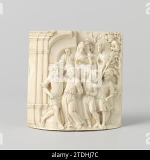 Cristo, catturato, anonimo, 1650 - 1700 in primo piano di un paesaggio crescente, Cristo viene portato via da quattro uomini dalla corte delle olive a Gerusalemme, o indicato rispettivamente da un albero a destra e da una parte di una porta a sinistra. Davanti a lui c'è il carnefice, che tiene il cordone, con il quale i suoi polsi sono legati. Dietro l'ultimo la testa di una terza figura, a destra un soldato con lancia e spada. Due piloti vanno sullo sfondo; Una mezza figura sotto il cancello, probabilmente Peter. Cristo è in tunica; il primo carnefice indossa un turbante e uno in ginocchio, nascosto, tenuto insieme Foto Stock