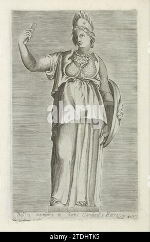 Scultura di Bellona, Anonimo, 1584 didascalia in latino. La stampa fa parte di un album. Tipografia: Italypublisher: Rome paper Engraving Caption in Latin. La stampa fa parte di un album. Tipografia: Italypublisher: Incisione su carta di Roma Foto Stock