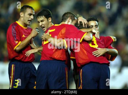 Albacete, 12 ottobre 2002. Partita di qualificazione per Euro 2004, Spagna - Irlanda del Nord. Foto: Ignacio Gil. Crediti: Album / Archivo ABC / Ignacio Gil Foto Stock