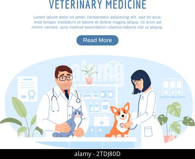 Modello del sito Web di medicina veterinaria Illustrazione Vettoriale