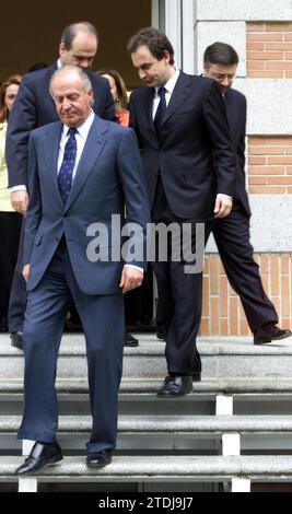 Madrid, Palazzo Zarzuela, 12/3/2002. Udienza di re Juan Carlos alla commissione esecutiva federale del PSOE. Foto: Ernesto Agudo, archdc. Crediti: Album / Archivo ABC / Ernesto Agudo Foto Stock