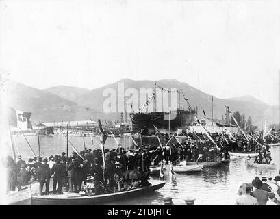 03/31/1913. Nell'arsenale di Spezia. Lancio della nuova corazzata italiana "Andrea Doria". Crediti: Album / Archivo ABC / Argus Foto Stock