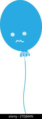 Palloncino blu con triste faccia sorridente in monocromatico alla moda. Design della carta Blue Monday o altro. Isolare. EPS. Vettore per adesivo, icona, puntatore o poster, banner, brochure o Web, prezzo, etichetta Illustrazione Vettoriale