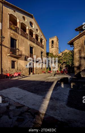 Villaggio di Gaià in un pomeriggio invernale (Bages, Barcellona, Catalogna, Spagna) ESP: Aldea de Gaià en una tarde de de invierno. Bages, Barcellona, Cataluña España Foto Stock