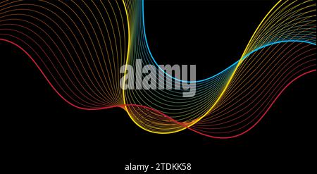 Le linee ondulate colorate e ricurve creano uno sfondo minimale. Progettazione vettoriale Illustrazione Vettoriale