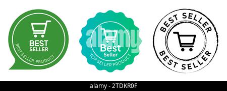 Etichetta con timbro in gomma gradiente verde più venduta etichetta con simbolo etichetta con etichetta con simbolo carrello della spesa prodotto popolare Illustrazione Vettoriale