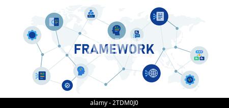 Illustrazione del simbolo del set di icone connesso intestazione intestazione banner struttura di costruzione framework Illustrazione Vettoriale