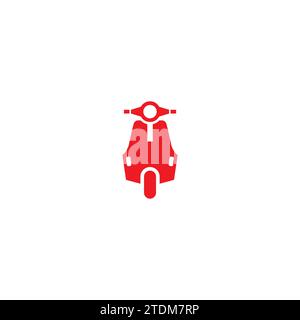 Logo icona scooter con colore rosso Illustrazione Vettoriale